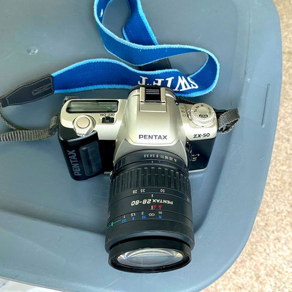 Pentax ZX-50 SLR Film Camera w/ 28-80mm Lens and Swift Strap